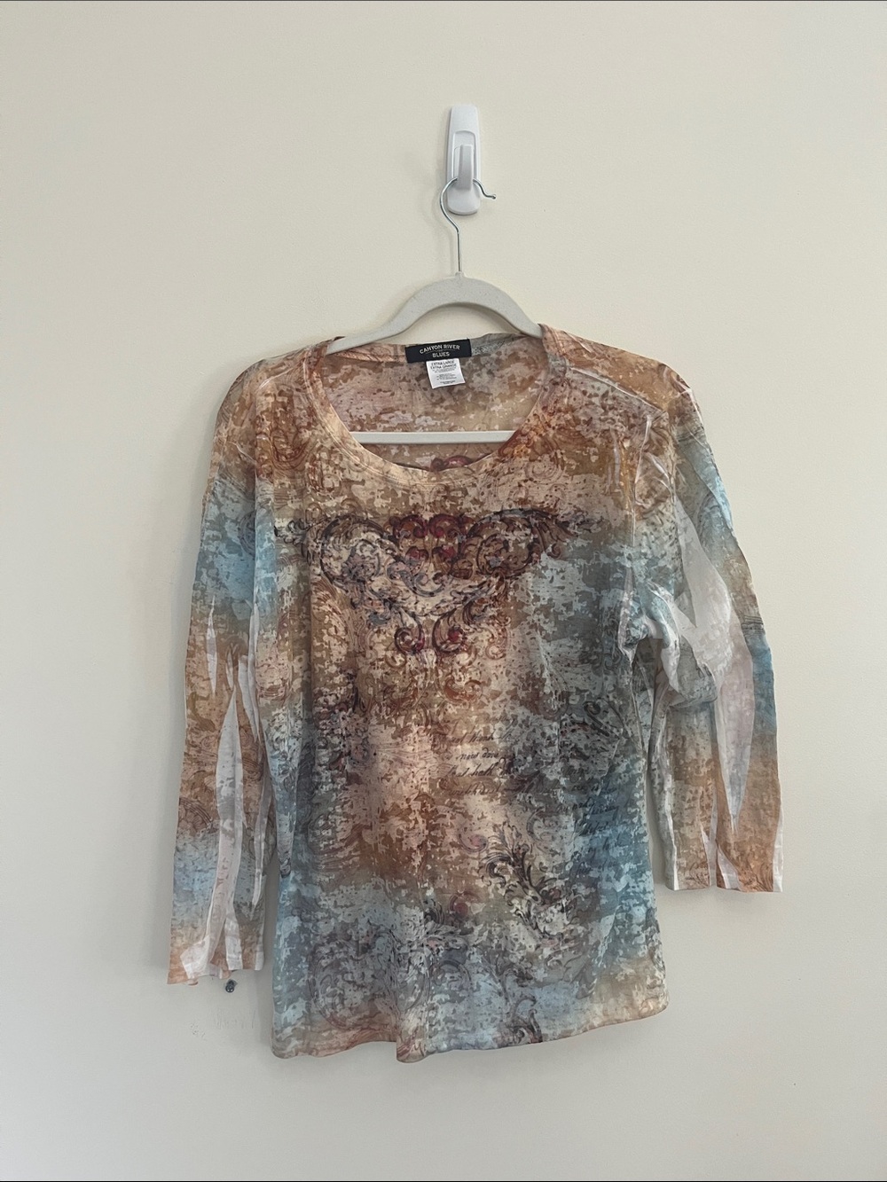 Vintage Canyon River Blues Burnout Top Fairy Grunge Y2K tattoo earthy artsy Whim